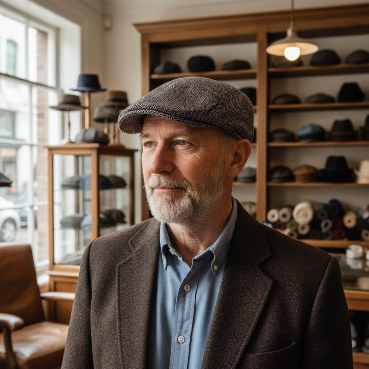 Visgraat Schiebermütze van Katoen — KYRITZ