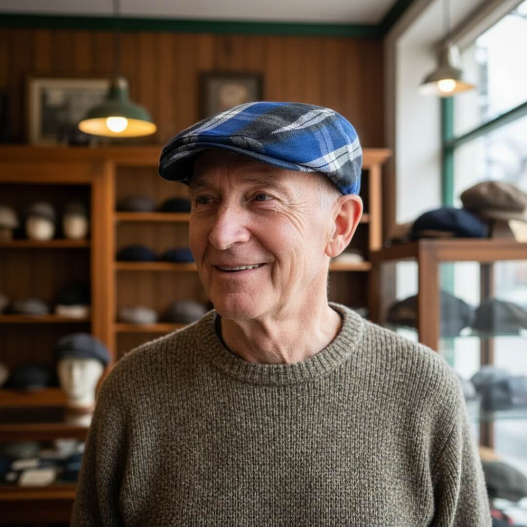 Karo-Schiebermütze van katoen — AARAU